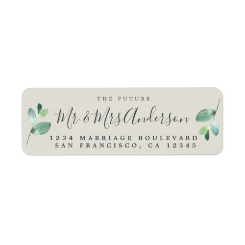 Chic Script Future Mr Mrs Wedding Return Address Label