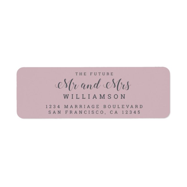 Chic Script Future Mr Mrs Wedding Return Address Label (Front)