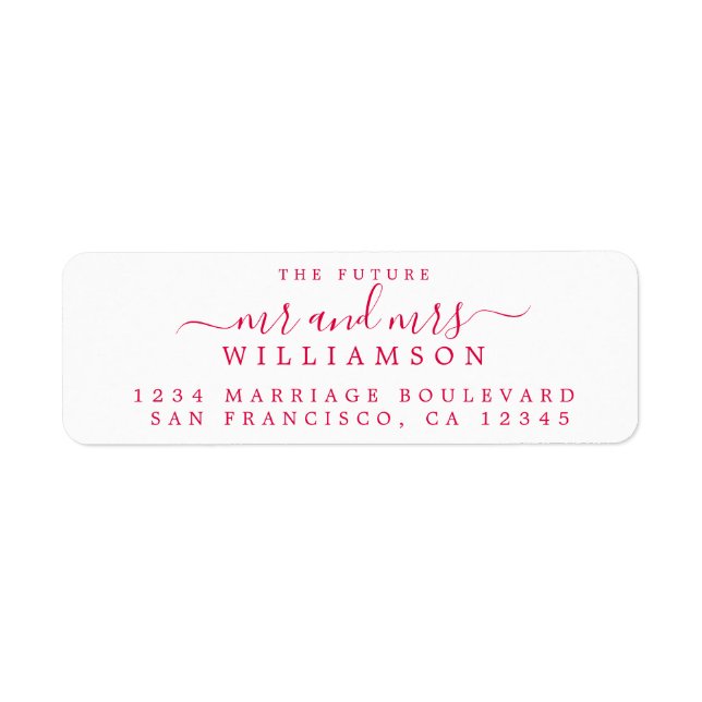 Chic Script Future Mr Mrs Wedding Return Address Label (Front)
