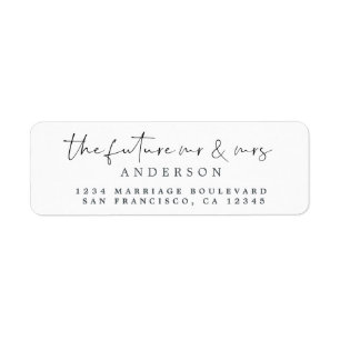 Chic Script Future Mr Mrs Wedding Return Address Label
