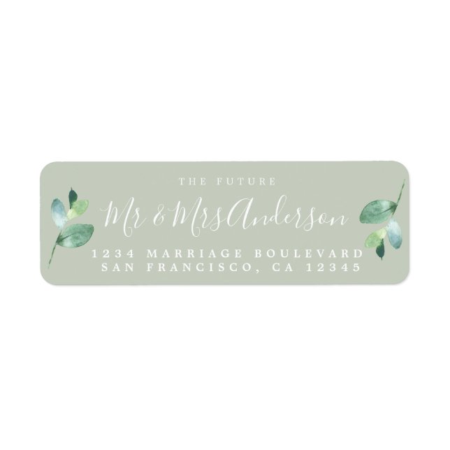 Chic Script Future Mr Mrs Wedding Return Address Label (Front)