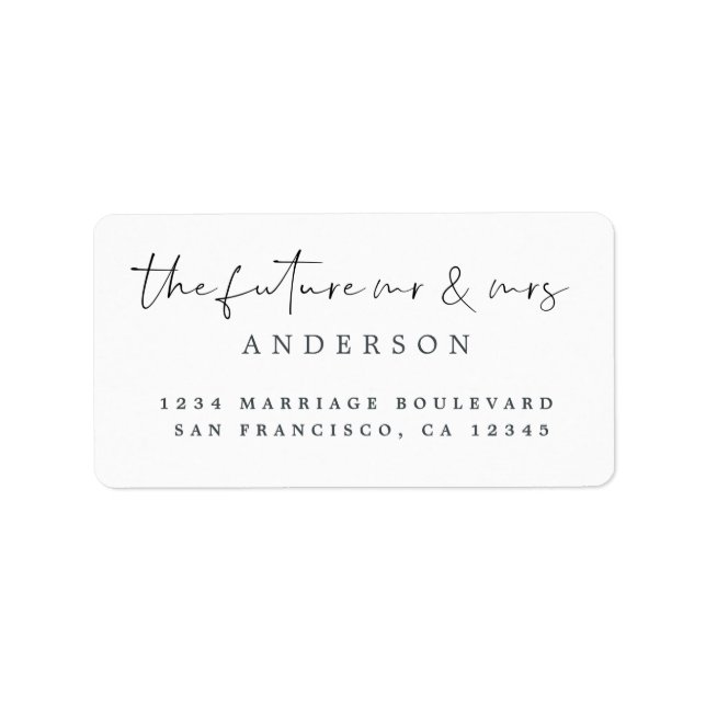 Chic Script Future Mr Mrs Wedding Return Address Label (Front)