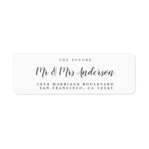 Chic Script Future Mr Mrs Wedding Return Address Label