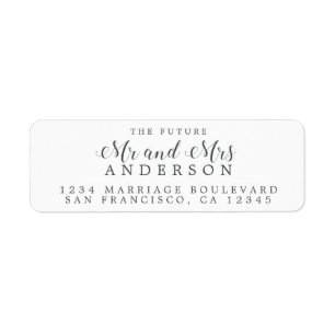 Chic Script Future Mr Mrs Wedding Return Address Label