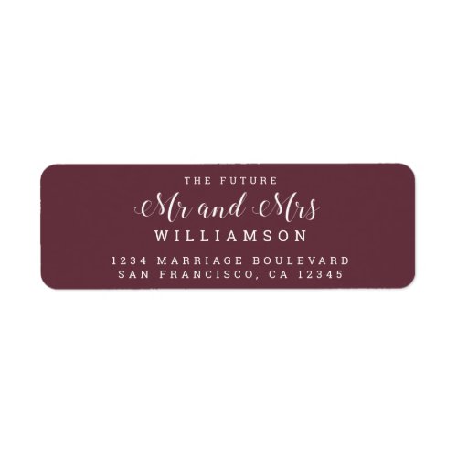 Chic Script Future Mr Mrs Wedding Return Address Label