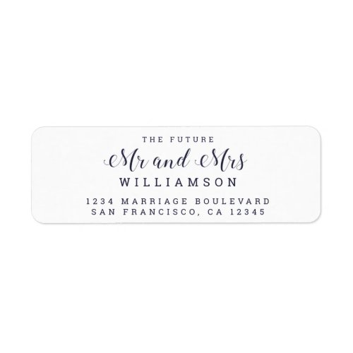 Chic Script Future Mr Mrs Wedding Return Address Label