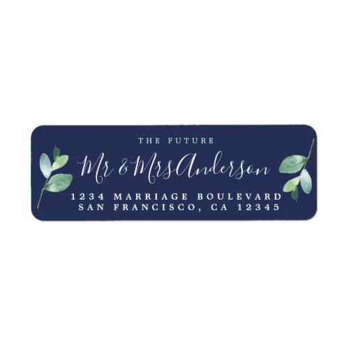 Chic Script Future Mr Mrs Wedding Return Address Label