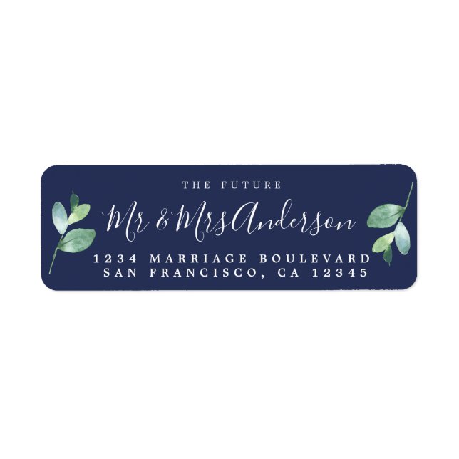 Chic Script Future Mr Mrs Wedding Return Address Label (Front)