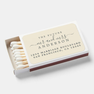 Chic Script Future Mr Mrs Wedding Return Address Matchboxes