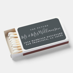 Chic Script Future Mr Mrs Wedding Return Address Matchboxes
