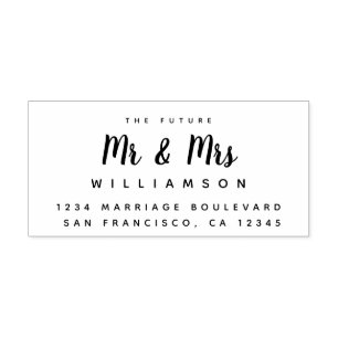 Chic Script Future Mr Mrs Wedding Return Address Rubber Stamp