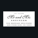 Chic Script Future Mr Mrs Wedding Return Address Rubber Stamp<br><div class="desc">Chic, modern and simple wedding return address rubber stamp with the text the future Mr and Mrs in elegant script calligraphy. Simply add your name and address to all your wedding invitations and wedding RSVP envelopes. Exclusively designed for you by Happy Dolphin Studio. If you need any help or matching...</div>