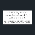 Chic Script Future Mr Mrs Wedding Return Address Rubber Stamp<br><div class="desc">Chic, modern and simple wedding return address self-inking stamp with the text the future Mr and Mrs in elegant script calligraphy with a stylish touch of two little hand drawn hearts. Simply add your name and address to all your wedding RSVP envelopes. Exclusively designed for you by Happy Dolphin Studio....</div>