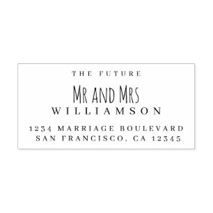Chic Script Future Mr Mrs Wedding Return Address Rubber Stamp