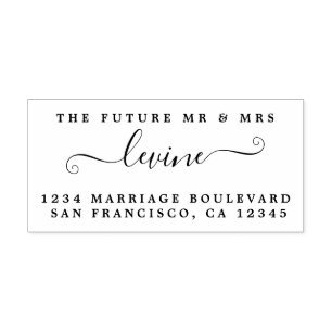 Chic Script Future Mr Mrs Wedding Return Address Rubber Stamp