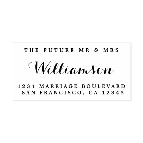 Chic Script Future Mr Mrs Wedding Return Address Rubber Stamp