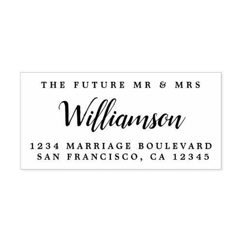 Chic Script Future Mr Mrs Wedding Return Address Rubber Stamp
