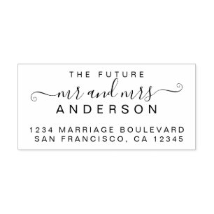 Chic Script Future Mr Mrs Wedding Return Address Self-inking Stamp