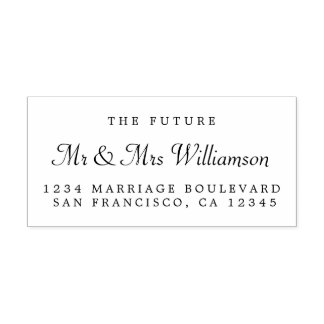 Chic Script Future Mr Mrs Wedding Return Address Self-inking Stamp