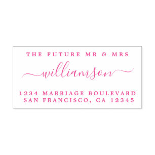 Chic Script Future Mr Mrs Wedding Return Address Self-inking Stamp