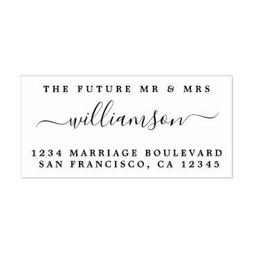 Chic Script Future Mr Mrs Wedding Return Address Self-inking Stamp