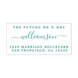 Chic Script Future Mr Mrs Wedding Return Address Self-inking Stamp