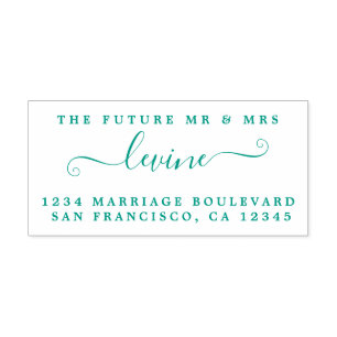 Chic Script Future Mr Mrs Wedding Return Address Self-inking Stamp