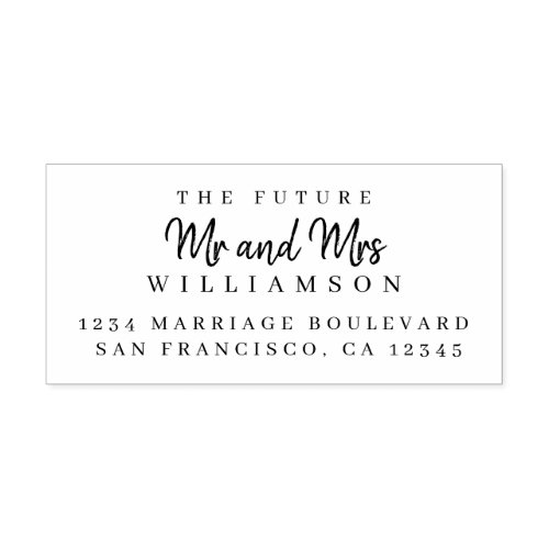 Chic Script Future Mr Mrs Wedding Return Address Self_inking Stamp