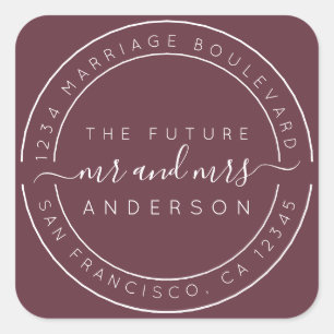 Chic Script Future Mr Mrs Wedding Return Address Square Sticker