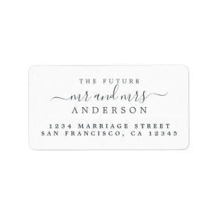 Chic Script Future Mr Mrs White Wedding Address Label