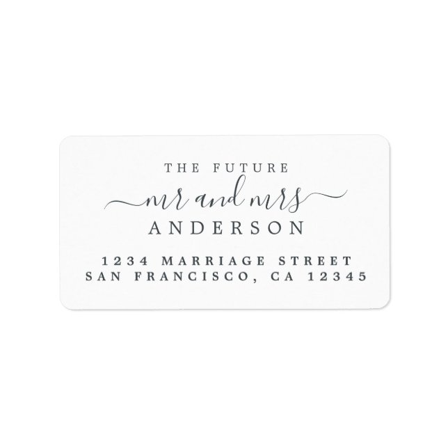 Chic Script Future Mr Mrs White Wedding Address Label (Front)