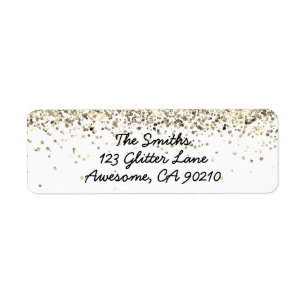 Chic Script Gold Glitter Wedding Return Address Label