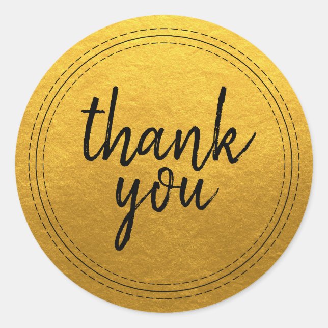 Chic Script Gold Thank You Gift Label (Front)
