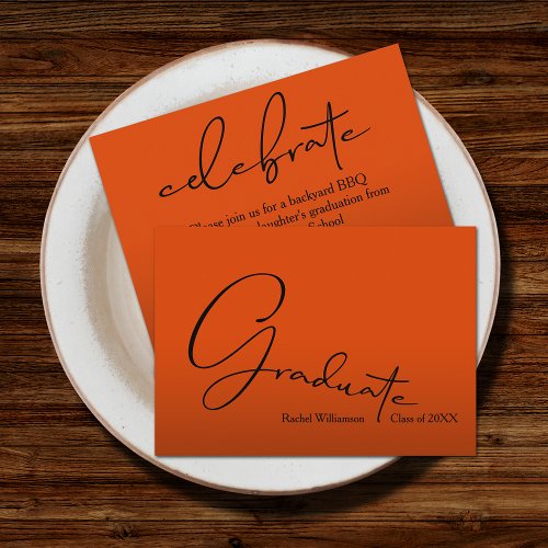 Chic Script Graduate Orange Party Enclosure Card