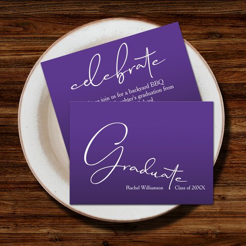 Chic Script Graduate Purple Party Enclosure Card