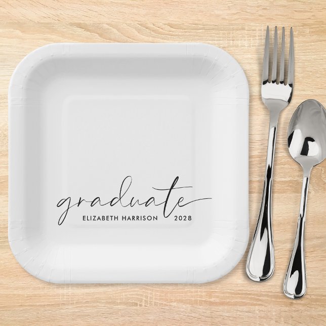 Chic Script Graduation Party Paper Plates (Creator Uploaded)