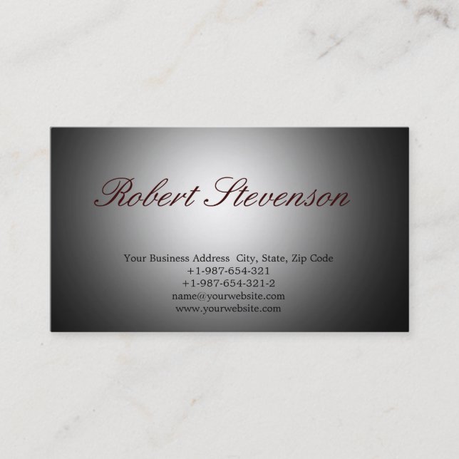 Chic Script Gray Design Business Card (Front)