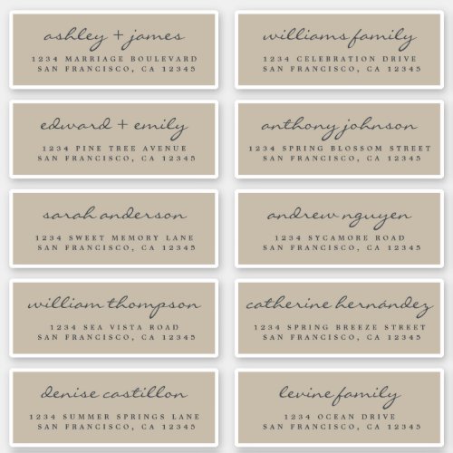 Chic Script Gray Wedding Guest Address Labels