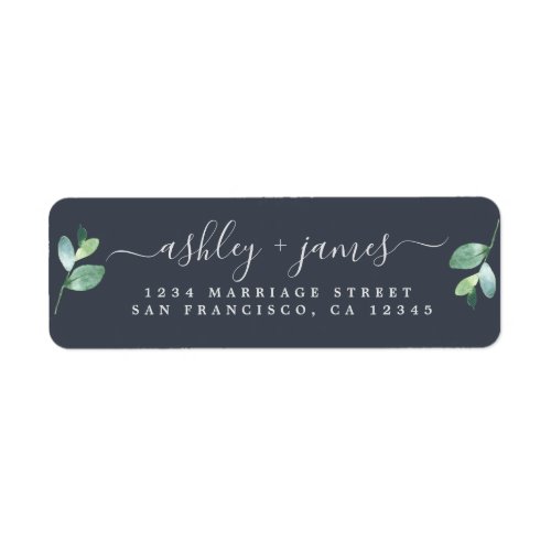 Chic Script Green Foliage Wedding Return Address Label