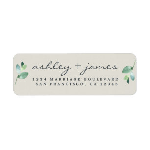 Chic Script Green Foliage Wedding Return Address Label