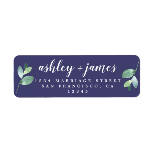 Chic Script Green Foliage Wedding Return Address Label