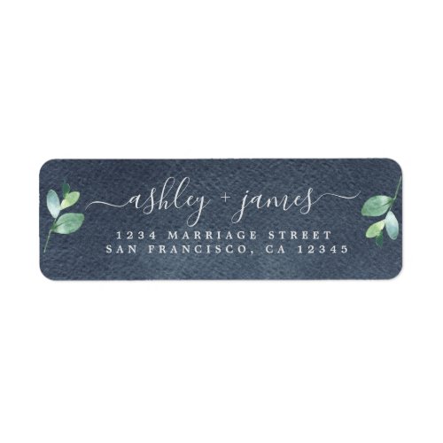 Chic Script Green Foliage Wedding Return Address Label