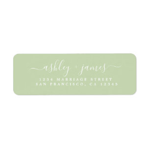 Chic Script Green Wedding Return Address Label