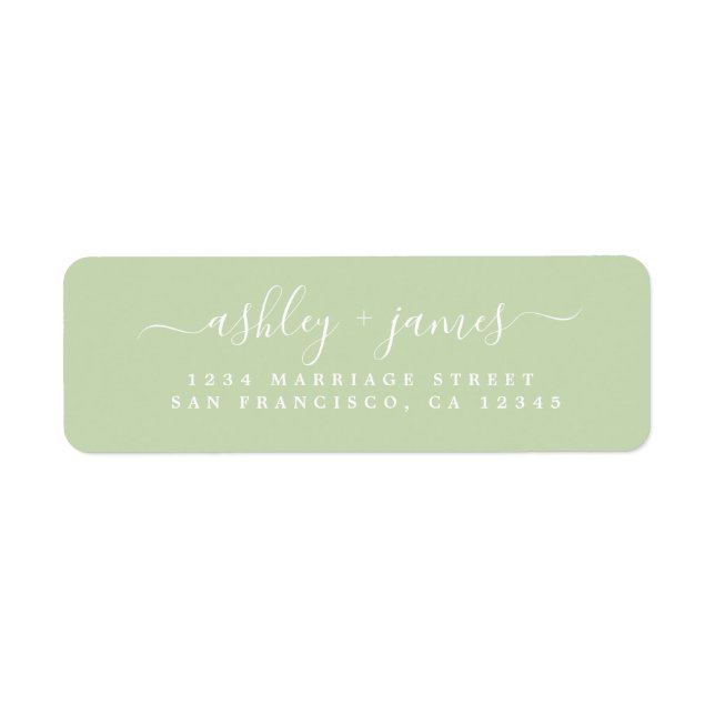 Chic Script Green Wedding Return Address Label (Front)
