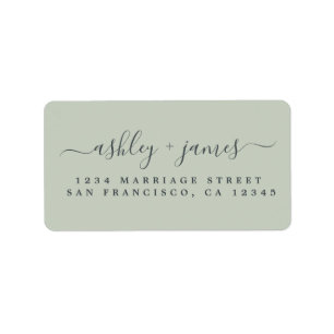 Chic Script Green Wedding Return Address Label