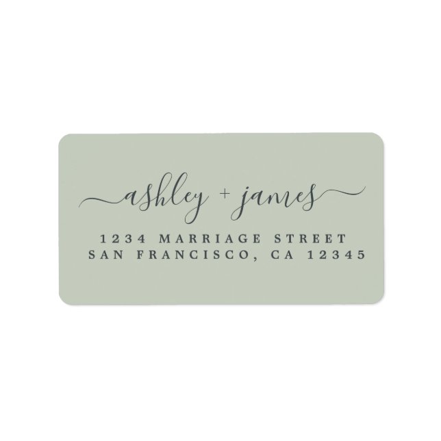 Chic Script Green Wedding Return Address Label (Front)