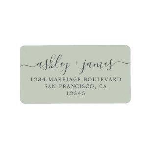 Chic Script Green Wedding Return Address Label