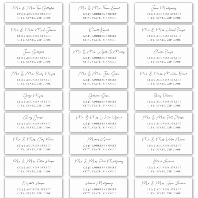 Chic Script Guest Address Labels (Front)
