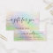 Chic script holographic rainbow glitter gift cards