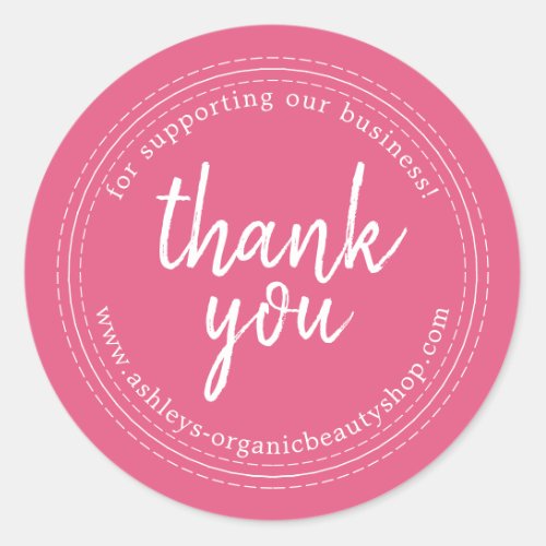 Chic Script Hot Pink Business Thank You Label